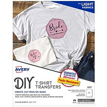 Avery Heat Transfer Paper for Light Fabrics, 8.5 x 11, Inkjet, 6 Transfers/Pack (3271)