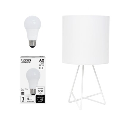 Creekwood Home Glamora 14" LED Table Lamp, White (CWT-2029-WO-LB)