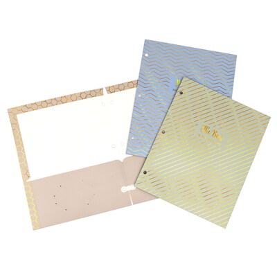 Pukka Pad 3-Hole Punched 2 Pocket Cardstock Portfolio Folder, Assorted Colors, 6/Pack, 3 Packs/Bundle
