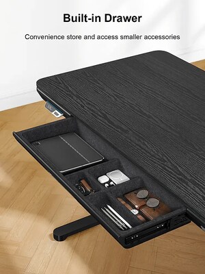 ErgoAV 56.7"W Electric Rectangular Adjustable Standing Desk, Black (ERDS1-01B)