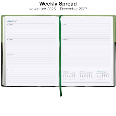 2027 Excello Brands 8" x 10" Weekly & Monthly Standard Planner, Paperboard Cover, Green/Black (PKT-CY27-810-GN)