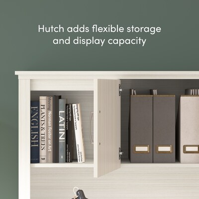 Bestar Logan 66"W U or L Shaped Desk with Drawers and Hutch, White Chocolate (46410-31)