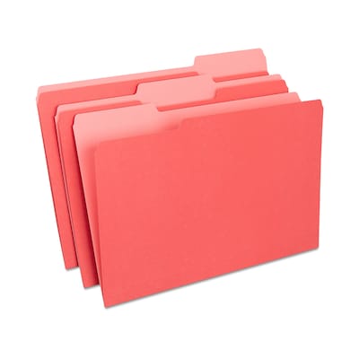 Quill Brand® File Folders, Assorted Tabs, 1/3-Cut, Legal, Red, 100/Box (741013RD)