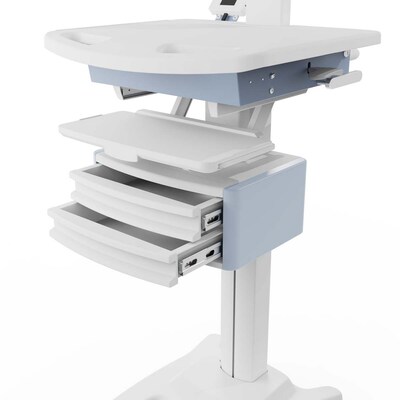 Luxor VitalPower Deluxe Mobile Medical Workstation with Full-Swivel Wheels, White (MCWS004)