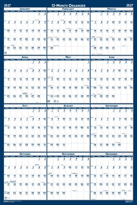 2027 House of Doolittle 32 x 48 Yearly Dry Erase Wall Calendar, Reversible, Blue (3961-27)