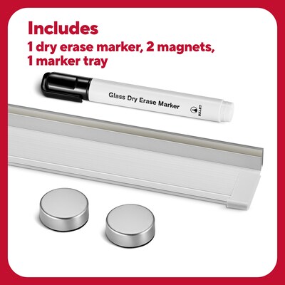 TRU RED™ Ergonomic Curved Magnetic Glass Dry-Erase Whiteboard, 4' x 3' (TR62094)