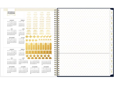 2024-2025 Blue Sky Day Designer Peyton Navy 8.5" x 11" Academic Weekly & Monthly Planner, Plastic Cover, Multicolor