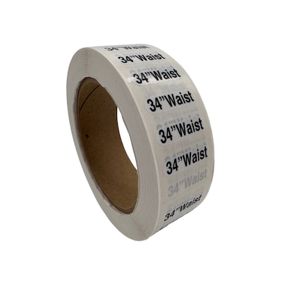 Nahanco 34 Waist Plastic Size Marker, Clear/Black/White, 250/Roll (DSM-476)
