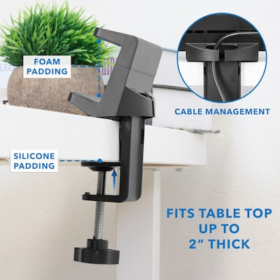 Mount-It! 3-Outlet 3-USB Port Desktop Power Strip with Clamp Desk Mount, Black (MI-7281B)