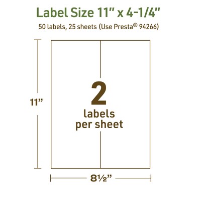 Avery Dissolvable Rectangle Multipurpose Labels, 11" x 4.25", Off-white, 50/Pack (94266)