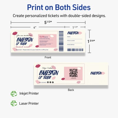 Avery Integrated Cards, 1-3/4" x 5-1/2", Matte Ivory, 100/Pack (95288)