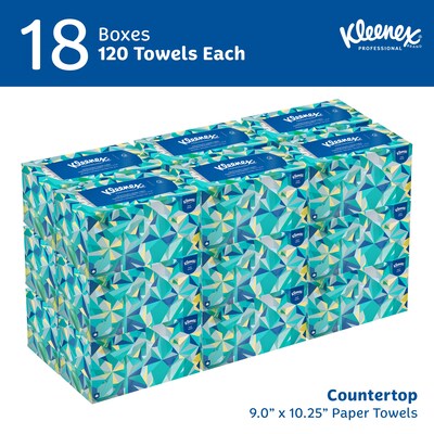 Kleenex Pop-Up Recycled Multifold Paper Towels, 1-ply, 120 Sheets/Pack, 18 Packs/Carton (01701)