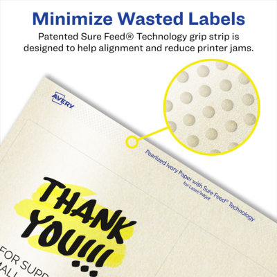 Avery Pearlized Ivory Square Multipurpose Labels, 4" x 4", Ivory, 400/Box (94100)