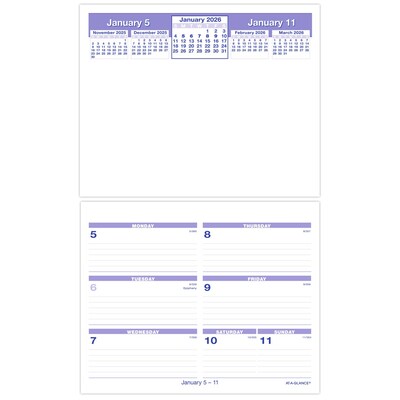 2026 AT-A-GLANCE Flip-A-Week 7 x 5.5 Weekly Desk Calendar Refill Pages, White/Blue (SW705X-50-26)