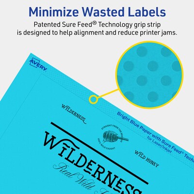 Avery Laser/Inkjet Multipurpose Rectangle Labels, 5" x 7", Bright Blue, 160/Box (94258)