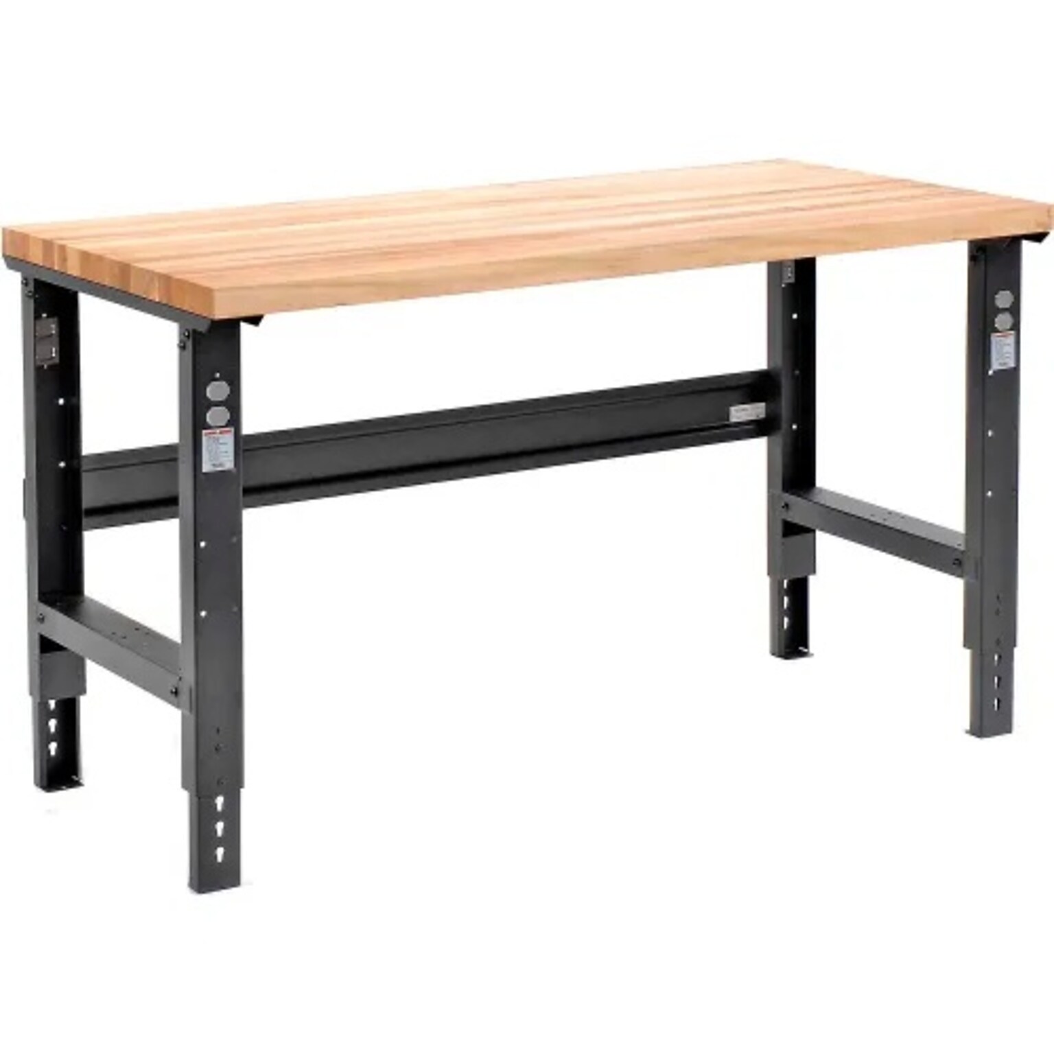 Global Industrial Height Adjustable Workbench, 60W x 30D, Birch Square Edge, Black (318912BK)