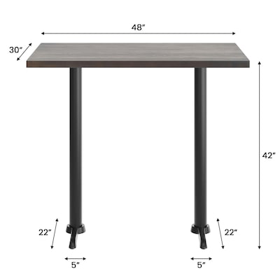 Flash Furniture Bennett Wooden Commercial Indoor Table, 48" x 30", Dark Brown Top/Black Base (GSF3048DBT0522B)