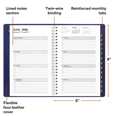 2026–2027 Staples 5 x 8 Academic Weekly and Monthly Planner, Navy (ST60362-27)