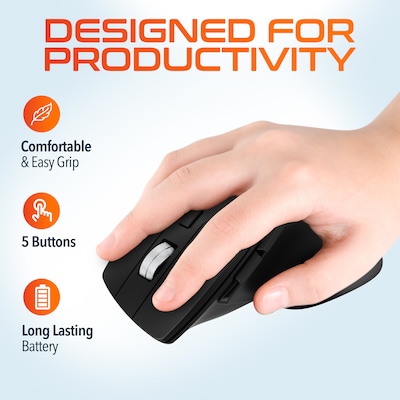 Delton G18 Wireless Ergonomic Keyboard and Optical Mouse Combo, Black (DKMKITERG18-WB)