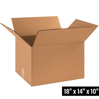 Partners Brand 18 x 14 x 10 Heavy-Duty Double Wall Boxes, 48 ECT, Kraft, 15/Bundle (HD181410DW)