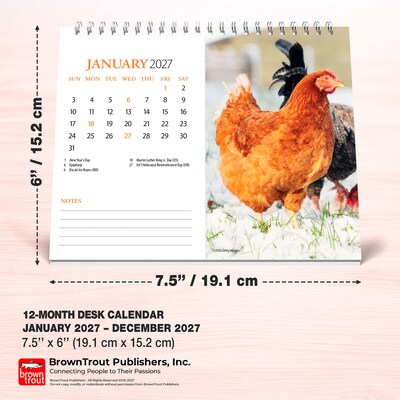 2027 BrownTrout Chickens 7.5" x 6" Monthly Wall Calendar, Assorted Colors (9798330709380)