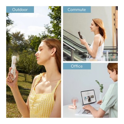 JisuLife Handheld Fan, Mint Green, 2/Kit (FHL08RMGN-KIT-2)