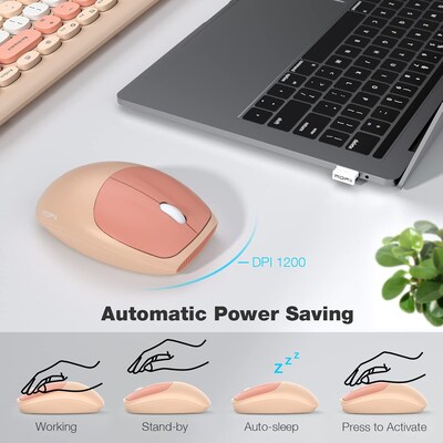 SaharaCase Wireless Ergonomic Keyboard and Laser Mouse Combo, Lime Beige (KB7)