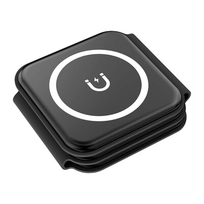 Fisher Tech Essentials Magnetic 3-in-1 Foldable Wireless Charging Pad, 15W, 4-ft., Black (FWIC285K)