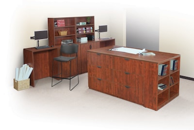 Regency Legacy 42H x 85W x 46D Stand Up Lateral File Quad with Bookcase End, Cherry (LSLFQUAD8546CH)