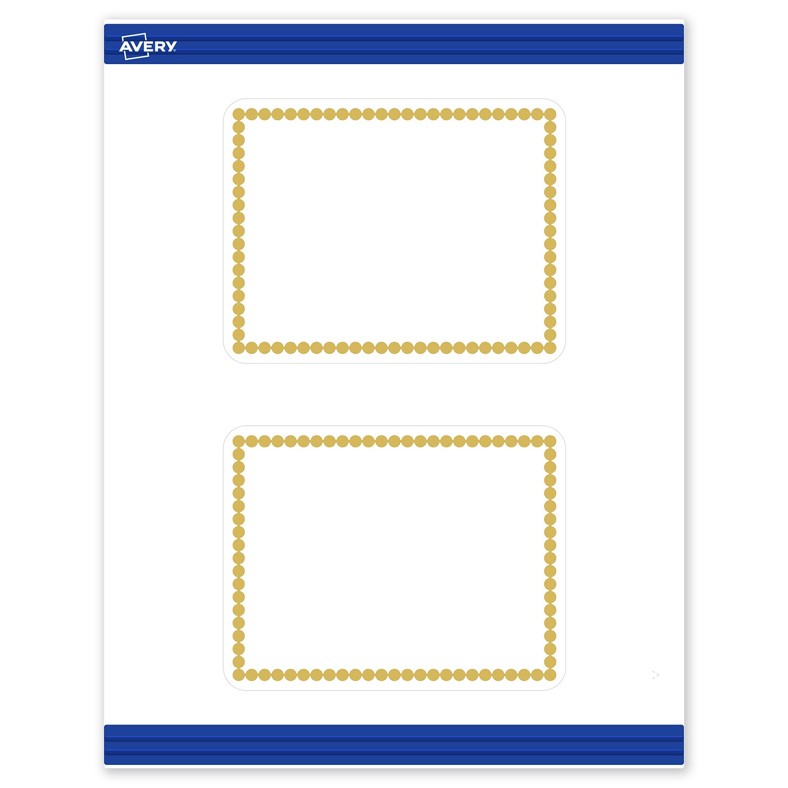 Avery Pre-Printed Gold Beads Design Matte Blank Card, White, 20/Pack (S00-DJC)