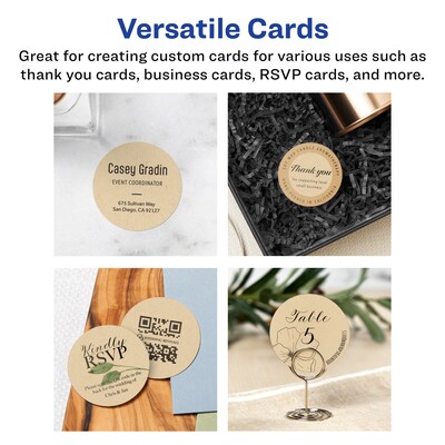 Avery Integrated Cards, 2" Dia., Matte Kraft Brown, 300/Pack (95268)