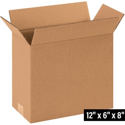 12 x 6 x 8 Shipping Boxes, 32 ECT, Brown, 25/Bundle (1268)