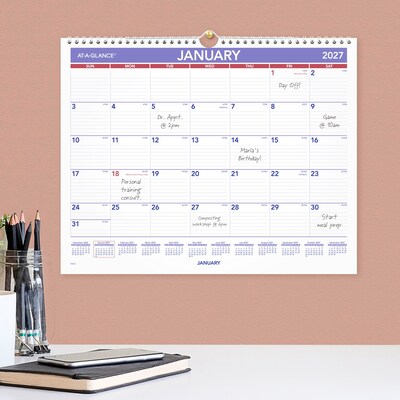 2027 AT-A-GLANCE 15" x 12" Monthly Wall Calendar, White/Purple (PM8-28-27)