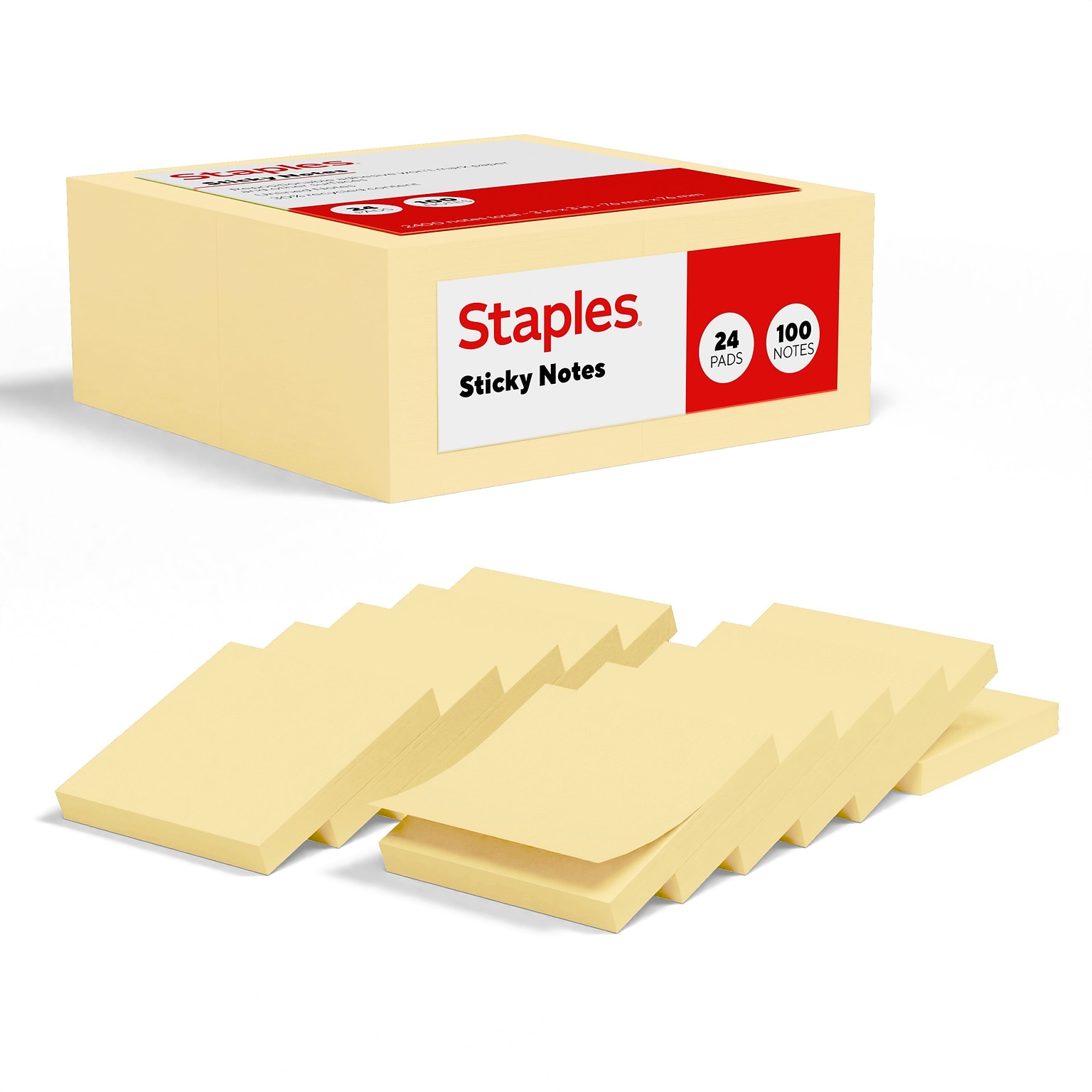 Staples Sticky Notes, 3 x 3, Sunshine Collection, 100 Sheets/Pad, 24 Pads/Pack (ST62868)