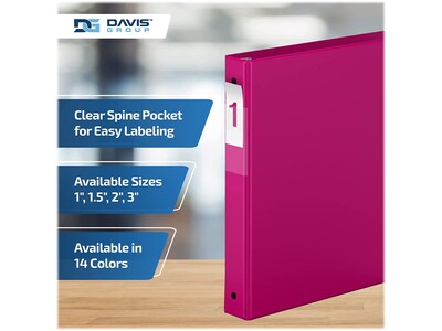 Davis Group Premium Economy 1" 3-Ring Non-View Binders, Pink, 6/Pack (2311-43-06)