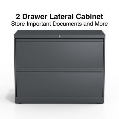 Quill Brand® 2-Drawer Lateral File Cabinet, Locking, Letter/Legal, Charcoal, 36W (26821D)