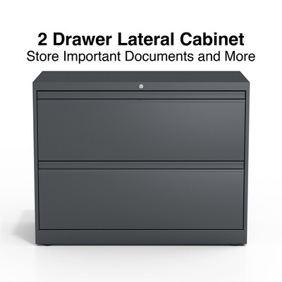 Quill Brand® 2-Drawer Lateral File Cabinet, Locking, Letter/Legal, Charcoal, 36"W (26821D)