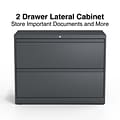 Quill Brand® 2-Drawer Lateral File Cabinet, Locking, Letter/Legal, Charcoal, 36W (26821D)