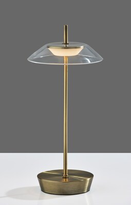 Adesso ADS360 Ako 12"H LED Table Lamp, Antique Brass/Clear Acrylic (AD9206-21)