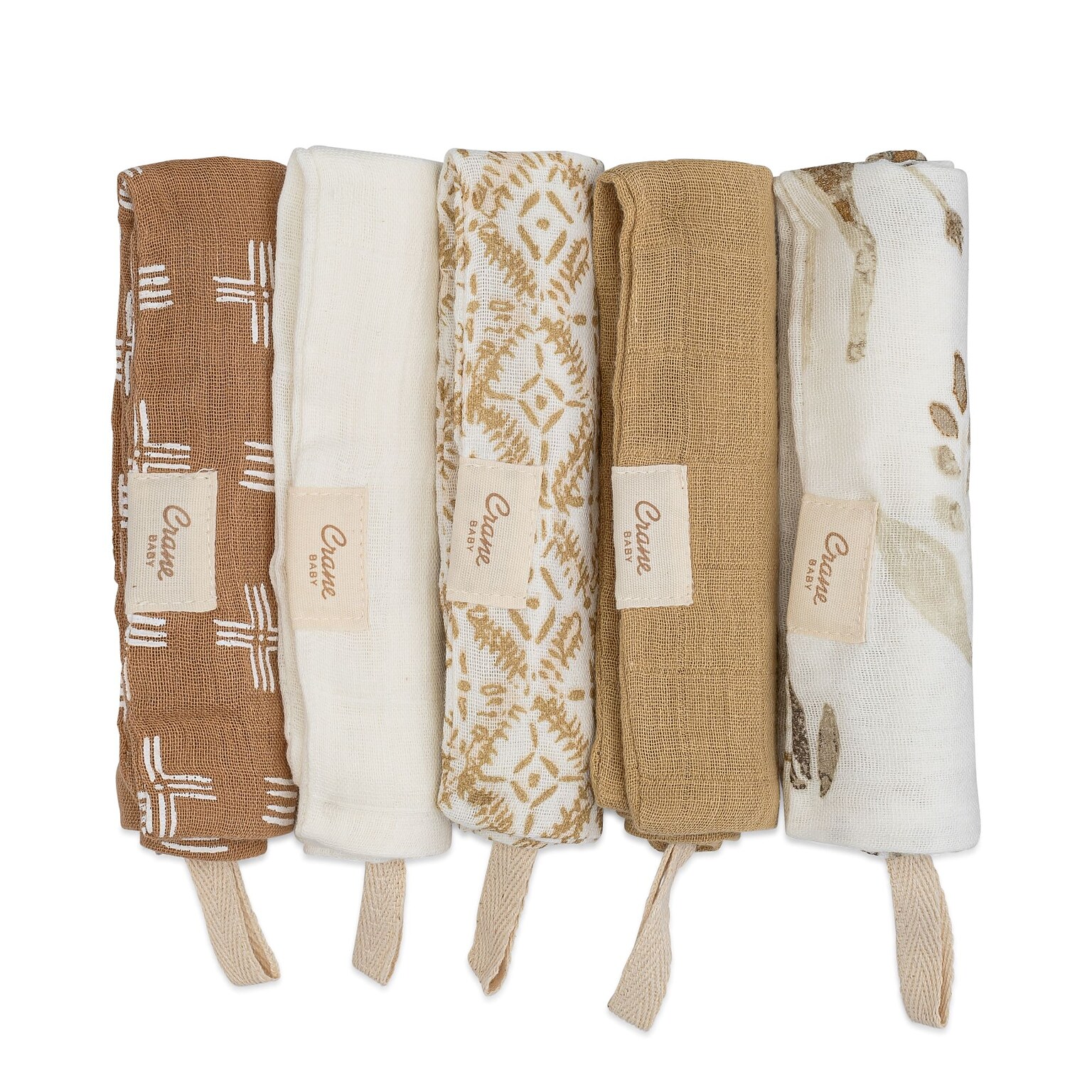 Crane Baby Kendi Wash Cloth Set, 5-Piece, Safari Animal (BC-120WC)