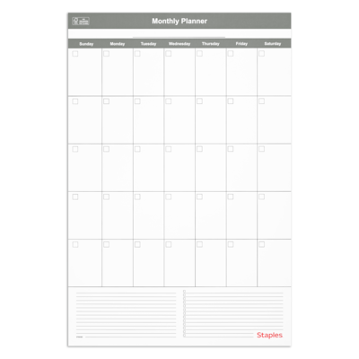 Staples 24 x 36 Monthly Dry-Erase Undated Wall Calendar, Reversible, White/Gray (ST60365-25)