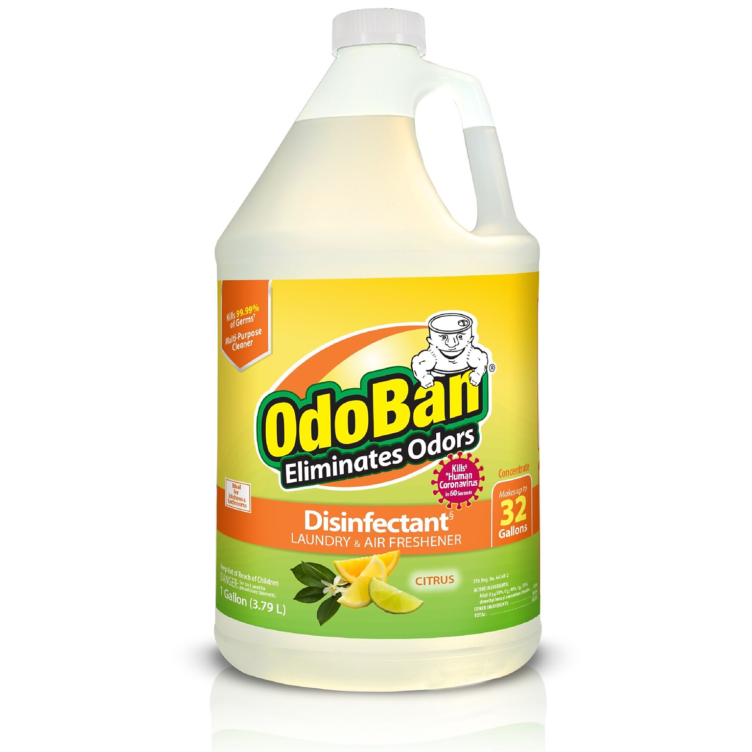 OdoBan Air Freshener & Deodorizer, Citrus Scent, 1 Gallon (911661-G4)