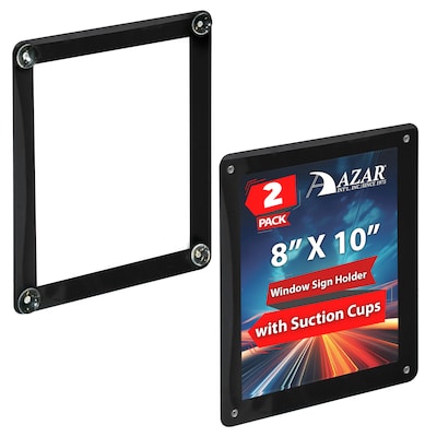 Azar Document Holder, Window-Hanging, Vertical/Horizontal, Side Loading Plastic, 2/Pack (106694-BLK-2PK)