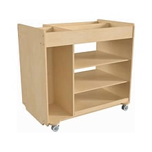 Flash Furniture Bright Beginnings Mobile 8-Section Storage Cart, 31.5H x 33W x 23D, Natural Birch
