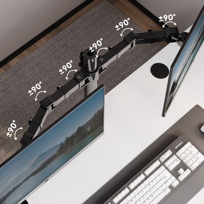 FlexiSpot Adjustable Dual Monitor Arm Mount for Sit-Stand Riser, Up To 30" Monitor, Black (D1D-E)