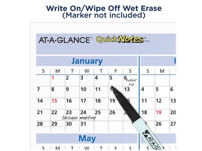 2024 AT-A-GLANCE QuickNotes 16" x 12" Yearly Wet-Erase Wall Calendar, Reversible (PM550B-28-24)