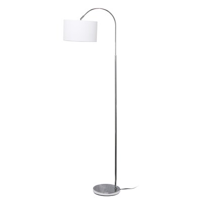 Creekwood Home Vista 66" Brushed Nickel Floor Lamp with Drum Shade, White (CWF-3006-WH-LB)