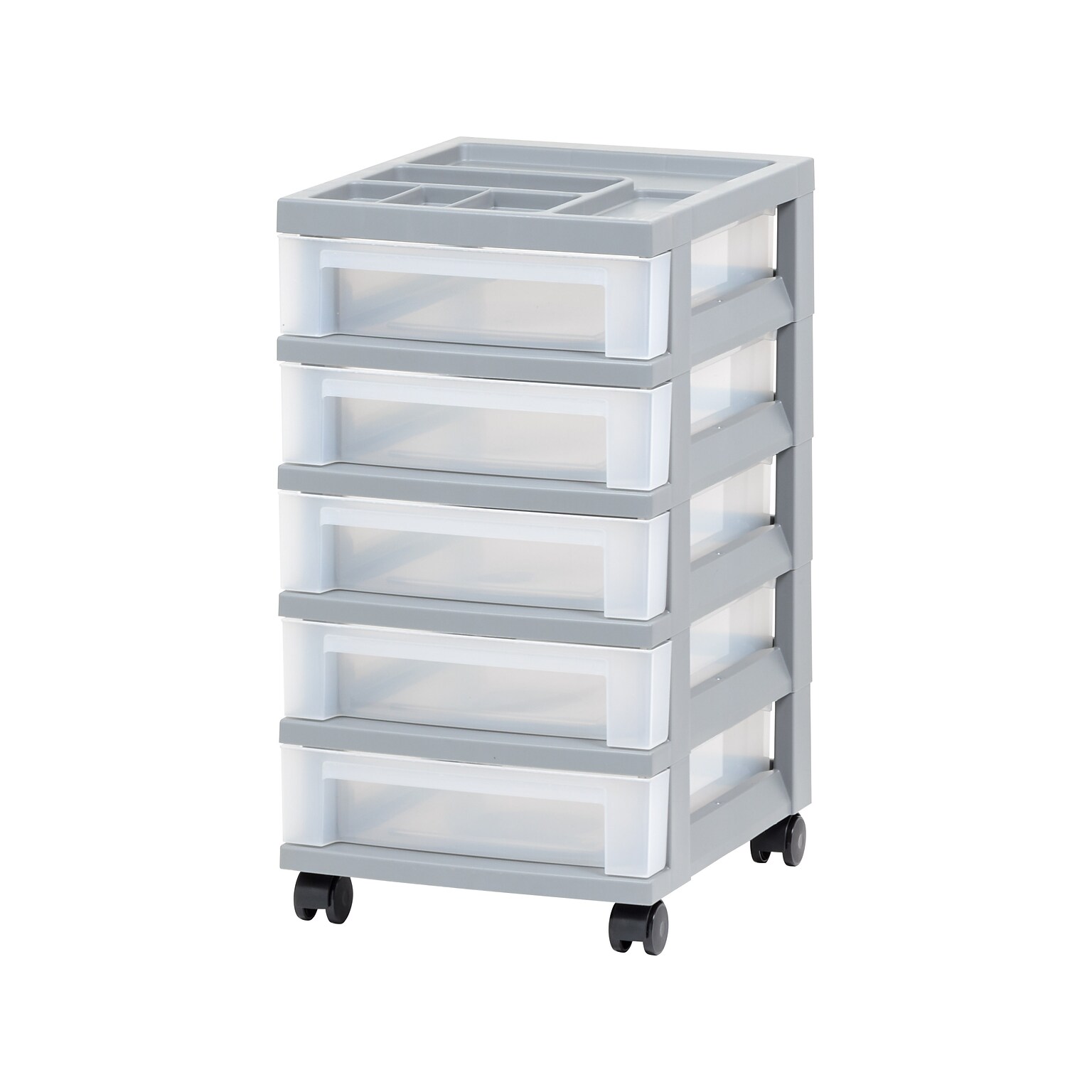 Iris 5-Drawer Storage Cart, Gray/Translucent White (585086)