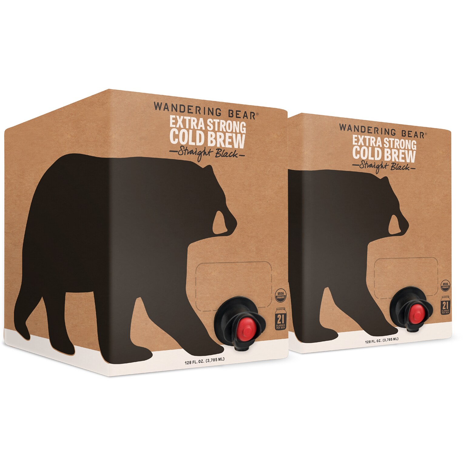 Wandering Bear Straight Black Cold Brew Coffee, 128 oz., 2/Case (WBSB128oz2pak)