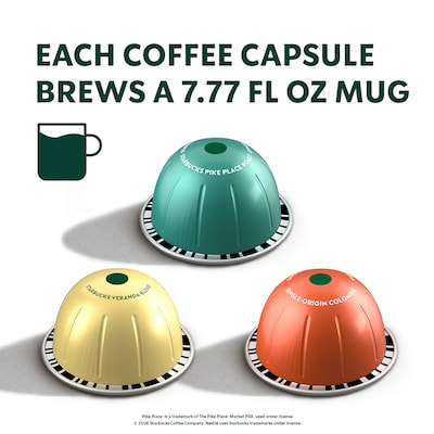 Nespresso Starbucks Variety Pack Coffee Nespresso Vertuo Capsules, Light & Medium Roast, 30/Pack (163929)